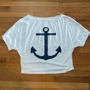 Off the shoulder anchor tshirt